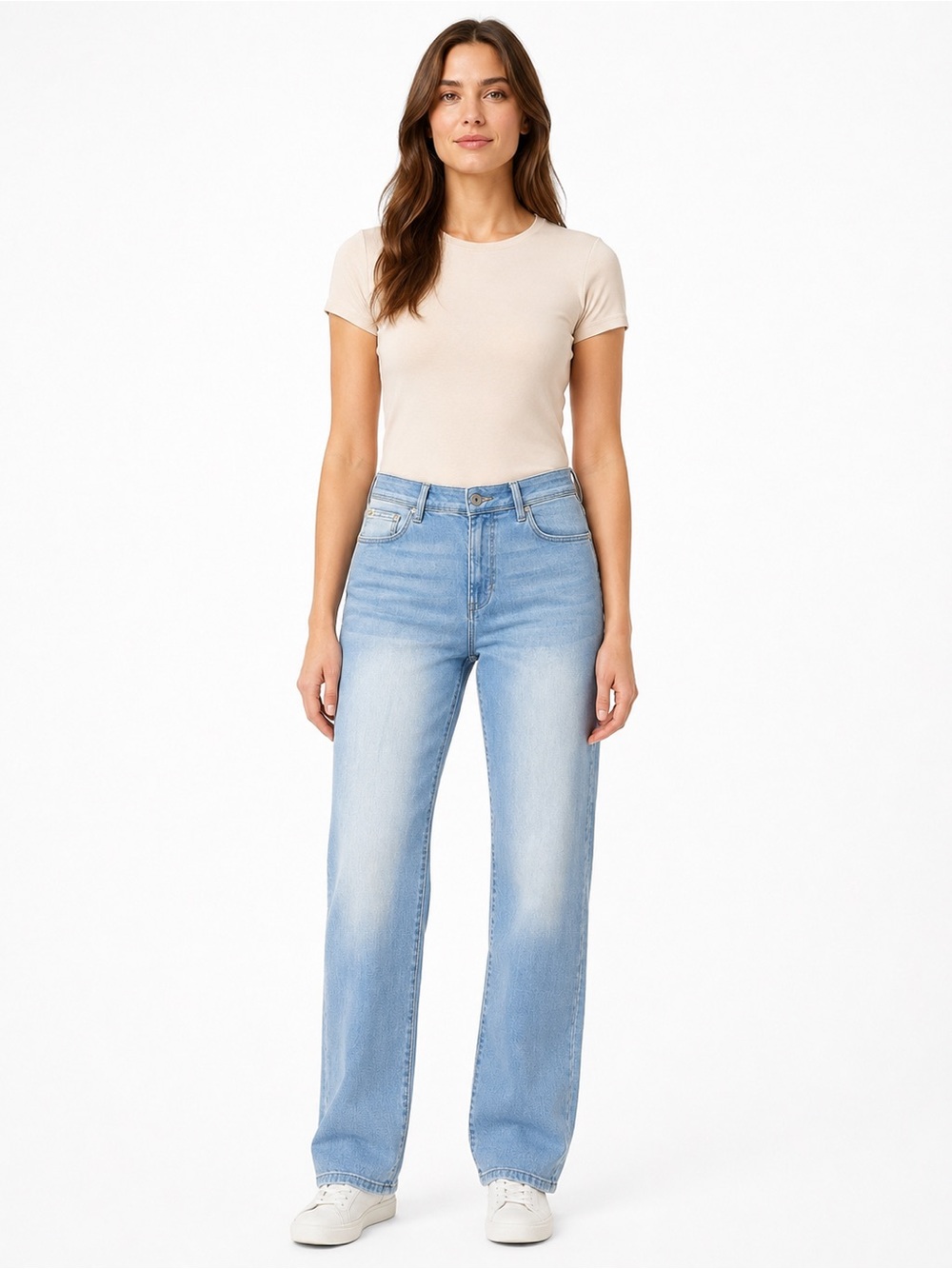 Jachs Women's High Rise Straight Leg Jeans - Light Blue Wash